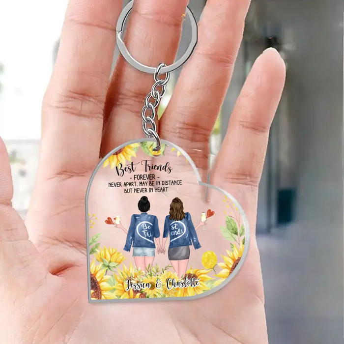 Personalized Besties Acrylic Keychain  - Up to 4 Besties - Gift Idea For Best Friends - Best Friends Forever Never Apart