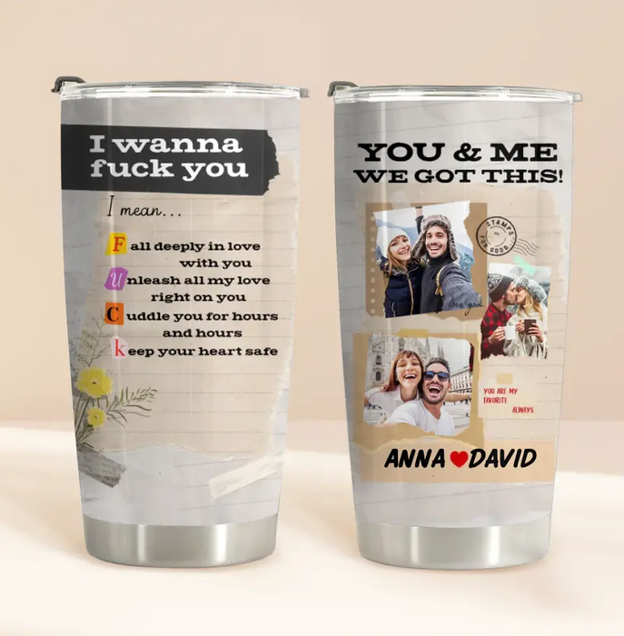 Personalized Photo Couple Tumbler - Gift Idea for Couple/Him/Her - Upload Photos - Fall Deeply In Love With You