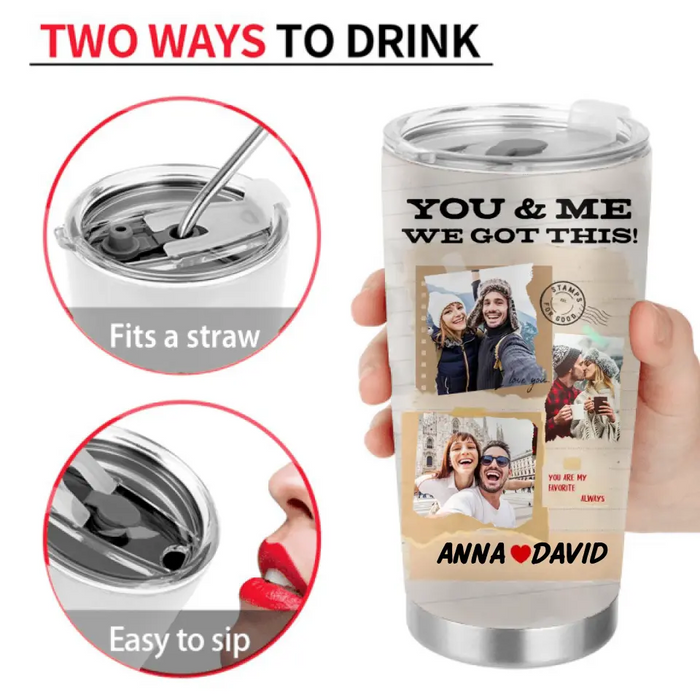 Personalized Photo Couple Tumbler - Gift Idea for Couple/Him/Her - Upload Photos - Fall Deeply In Love With You