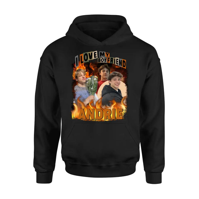 Personalized Love Photo T-Shirt/Long Sleeve/Sweatshirt/Hoodie - Upload Photos - Gift Idea For Couple/Lover - I Love My Boyfriend