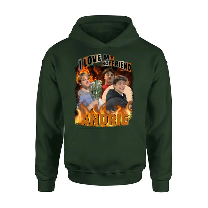 Personalized Love Photo T-Shirt/Long Sleeve/Sweatshirt/Hoodie - Upload Photos - Gift Idea For Couple/Lover - I Love My Boyfriend