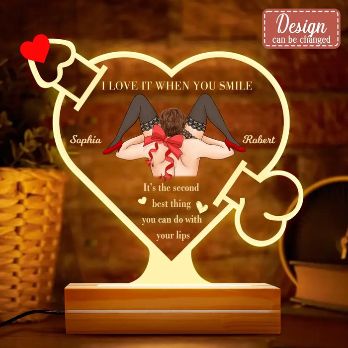 Personalized Naughty Couple Acrylic Night Light - Funny Gift Idea For Couple/Valentine's Day - I Love You With All My Heart Dick