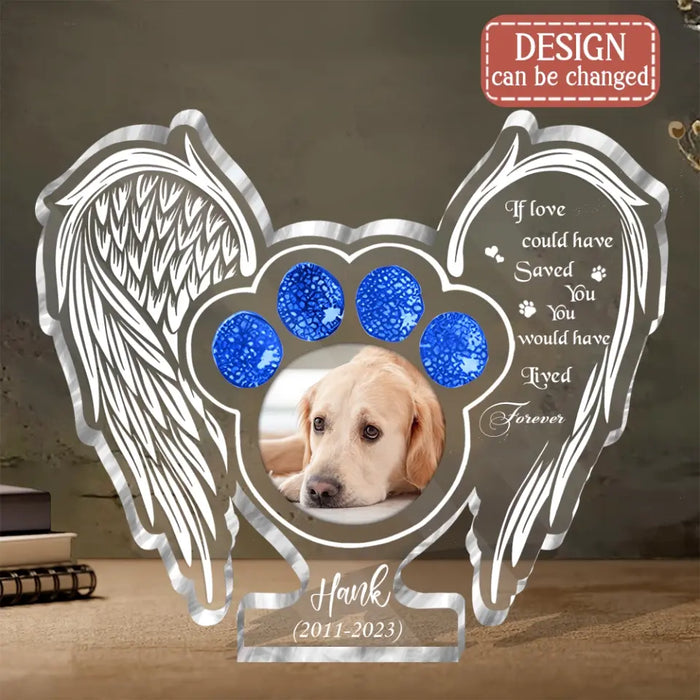 Personalized Memorial Pet Wings Acrylic Plaque - Upload Photo - Memorial Gift Idea For Dog/Cat Lover - The Moment Your Heart Stopped Mine Changed Forever