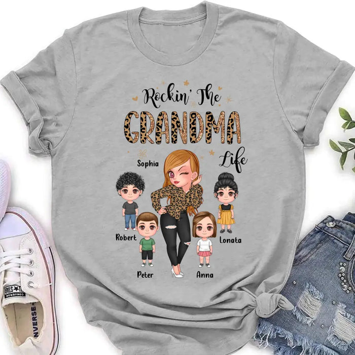 Personalize Grandma Shirt/Hoodie - Up to 4 Kids - Gift Idea For Grandma/Mother's Day - Rockin' The Grandma Life