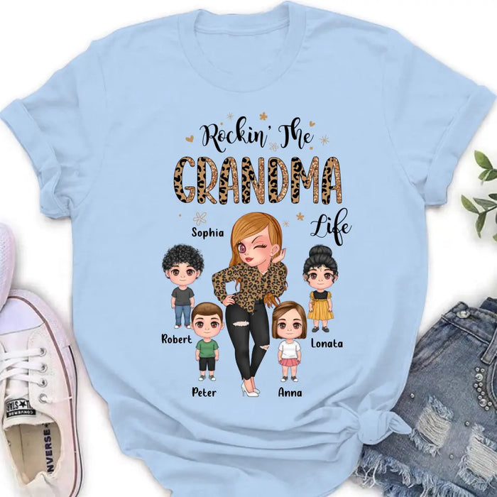 Personalize Grandma Shirt/Hoodie - Up to 4 Kids - Gift Idea For Grandma/Mother's Day - Rockin' The Grandma Life