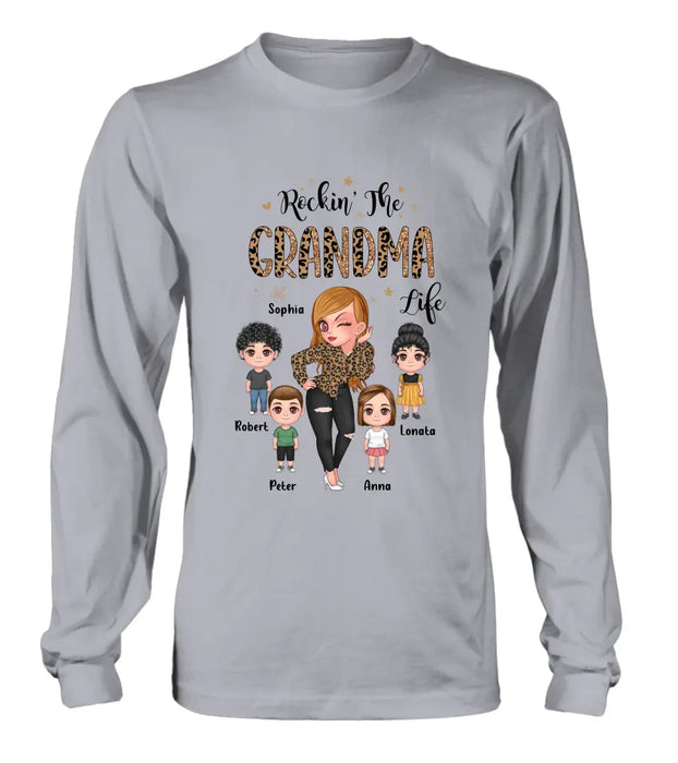 Personalize Grandma Shirt/Hoodie - Up to 4 Kids - Gift Idea For Grandma/Mother's Day - Rockin' The Grandma Life