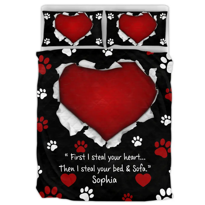 Personalized Pet Mom Quilt Bed Sets - Up to 10 Pets - Gift Idea For Mother's Day/Pet Lovers - First We Steal Your Heart Then We Steal Your Bed & Sofa
