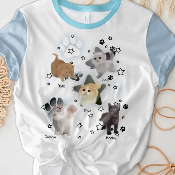 Personalized Cat Photo AOP T-Shirt - Gift Idea for Cat Lovers/Y2k Style