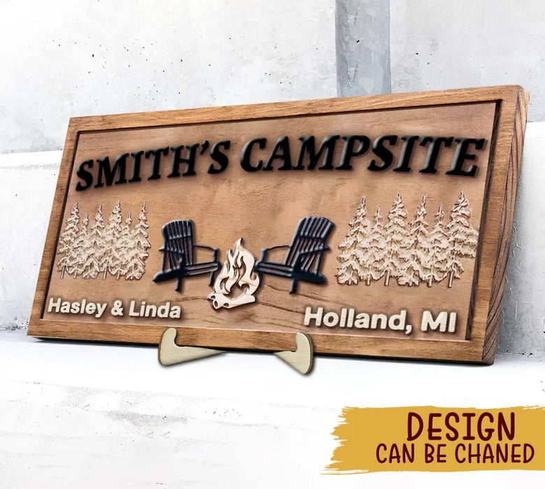 Personalized Camping 2 Layered Wooden Art - Gift Idea for Camping Lovers/Couple