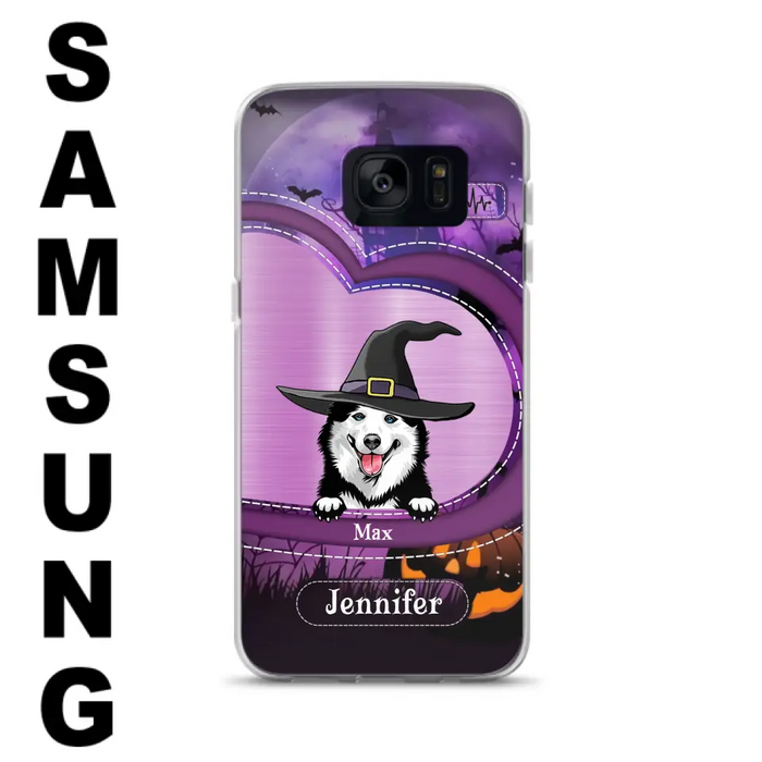 Custom Personalized Dog Halloween Phone Case - Gift Idea For Dog Lover/ Halloween - Upto 3 Dogs - Case For iPhone/Samsung