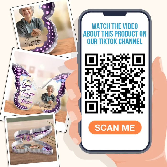 Personalized Memorial Photo Butterfly Acrylic Plaque - Memorial Gift Idea For Christmas - Always Loved Never Forgotten Forever Missed