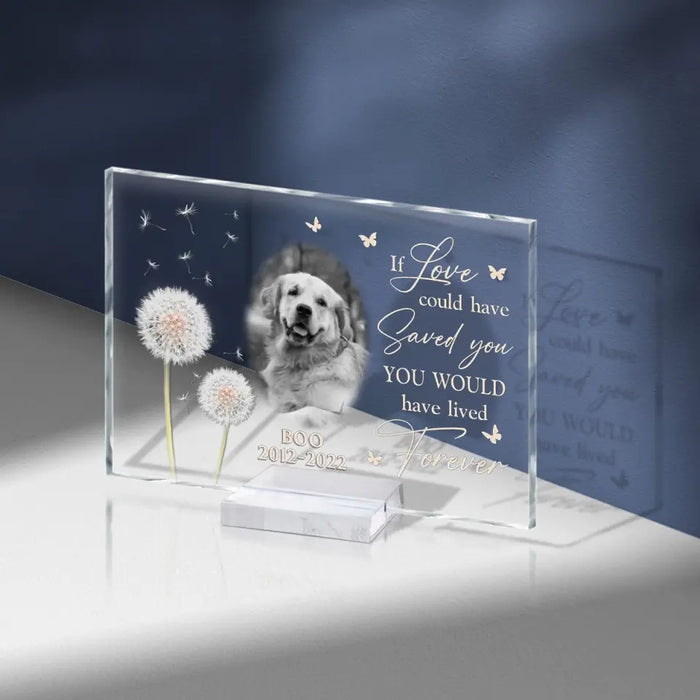 Personalized Memorial Pet Photo Acrylic Plaque - Memorial Gift For Pet Owners - If Love Could Have Saved You You Would Have Lived Forever