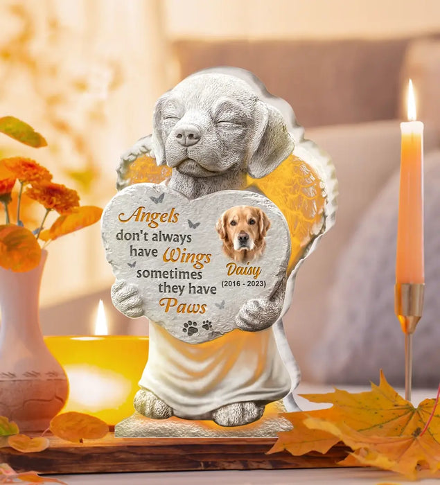 Personalized Memorial Dog Acrylic Plaque - Upload Photo - Memorial Gift Idea For Dog Lover - Angels Don't Always Have Wings Sometimes They Have Paws