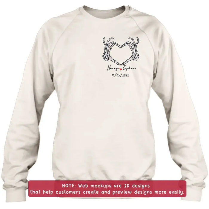 Personalized Skeleton Embroidered T-shirt/Sweater/Hoodie - Gift Idea For Couple