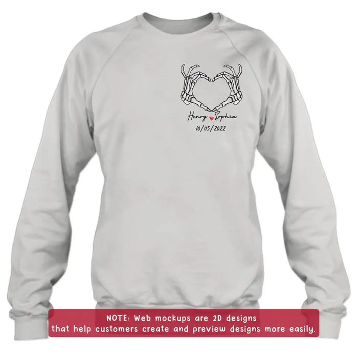 Personalized Skeleton Embroidered T-shirt/Sweater/Hoodie - Gift Idea For Couple