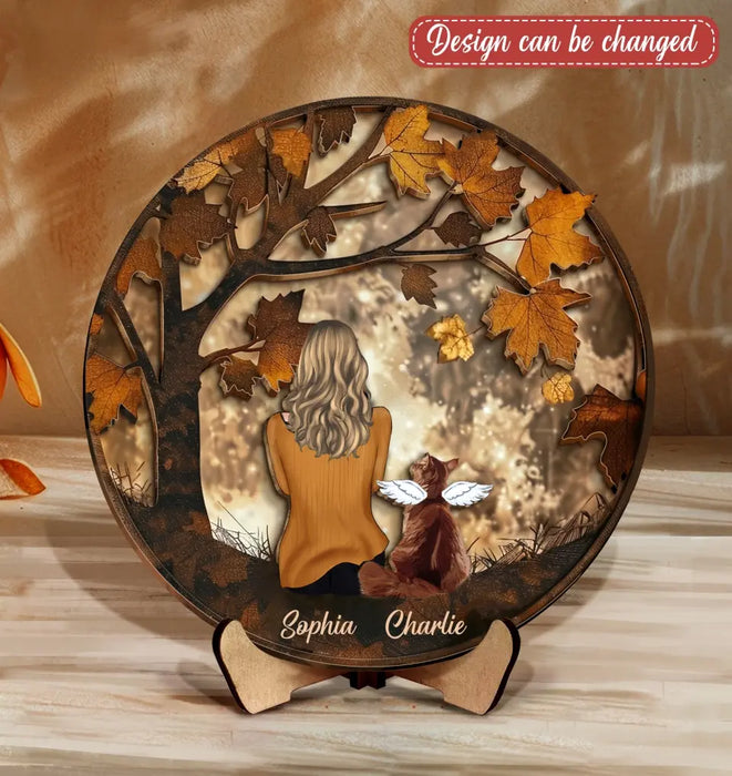 Personalized Autumn Pet Mom 2 Layered Wooden Art - Gift Idea for Cat/Dog/Rabbit Lover - Up to 3 Pets