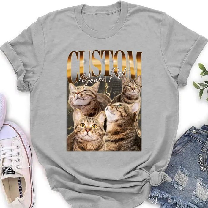 Personalized Retro Vintage Hiphop Wear Custom Pet Photo T-shirt - Gift Idea For Pet Lover