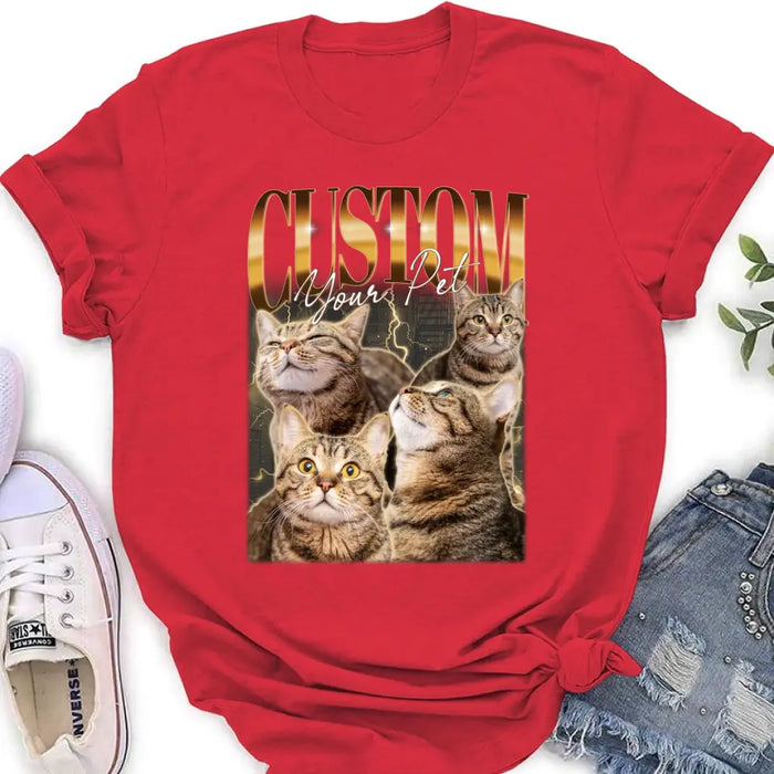 Personalized Retro Vintage Hiphop Wear Custom Pet Photo T-shirt - Gift Idea For Pet Lover