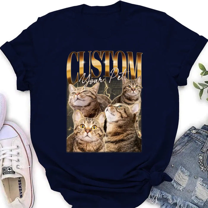 Personalized Retro Vintage Hiphop Wear Custom Pet Photo T-shirt - Gift Idea For Pet Lover
