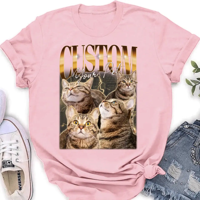 Personalized Retro Vintage Hiphop Wear Custom Pet Photo T-shirt - Gift Idea For Pet Lover