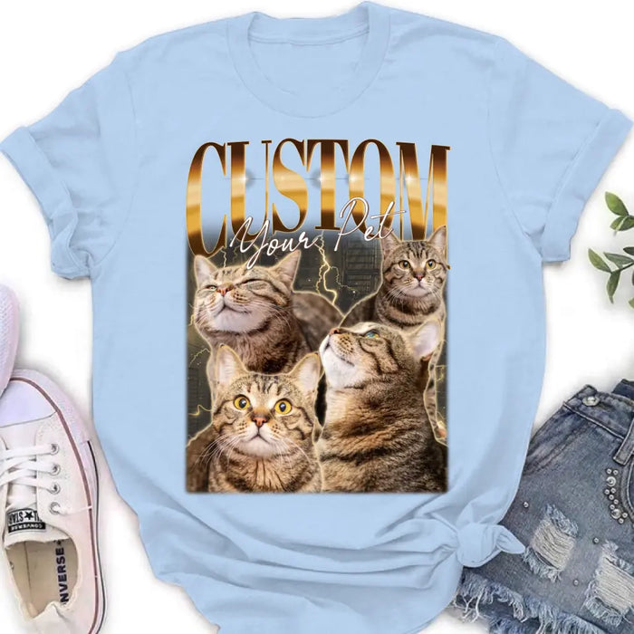 Personalized Retro Vintage Hiphop Wear Custom Pet Photo T-shirt - Gift Idea For Pet Lover