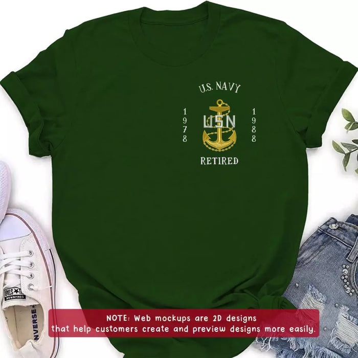 Personalized Veteran Retired Embroidered T-Shirt/Sweater/Hoodie - Father's Day Gift Idea for Veteran