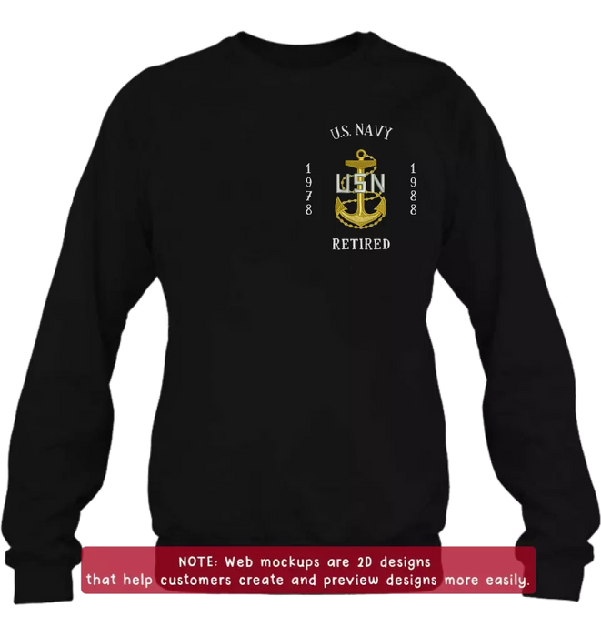 Personalized Veteran Retired Embroidered T-Shirt/Sweater/Hoodie - Father's Day Gift Idea for Veteran