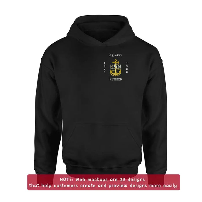 Personalized Veteran Retired Embroidered T-Shirt/Sweater/Hoodie - Father's Day Gift Idea for Veteran