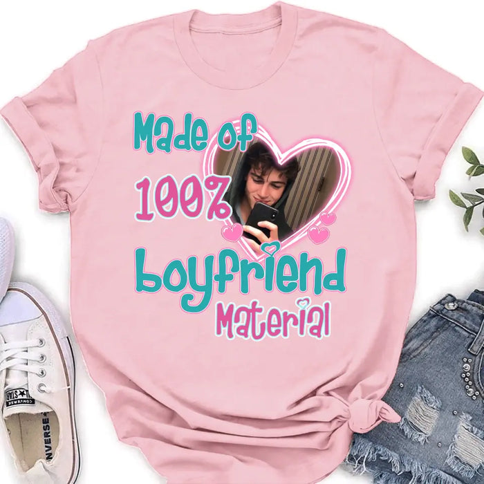 Personalized Boyfriend Material T-shirt/Long Sleeve/Sweatshirt/Hoodie - Upload Photo - Couple Gift Idea