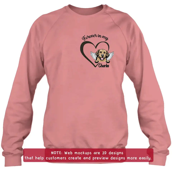 Personalized Dog Embroidered T-shirt/Sweater/Hoodie - Memorial Gift Idea For Dog Mom/Dog Dad - Forever In My