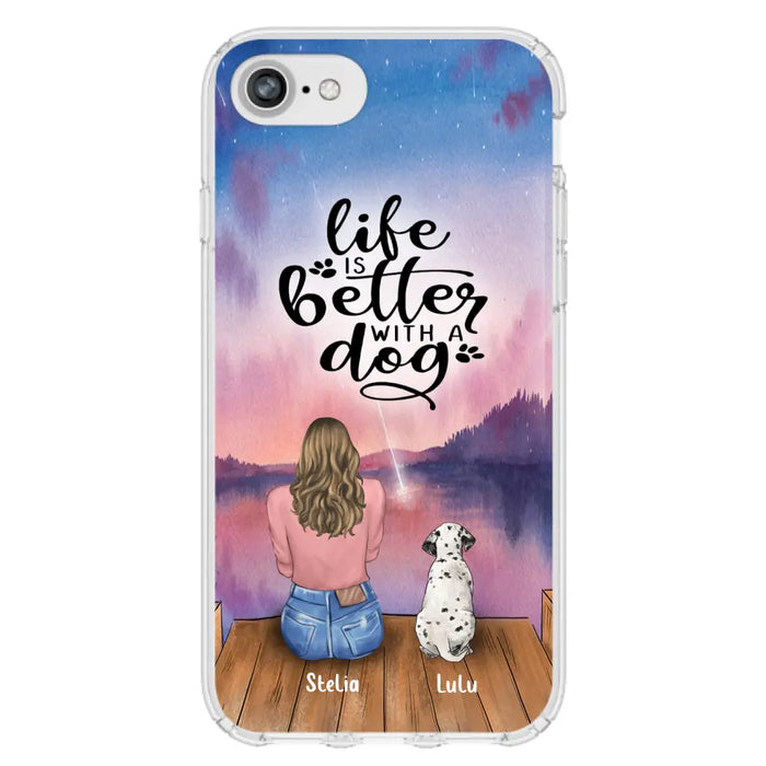 Personalized Dog Mom Phone Case - Gifts For Dog Lovers With Up to 4 Dogs - Life Is Better With A Dog - Case For iPhone, Samsung And Xiaomi