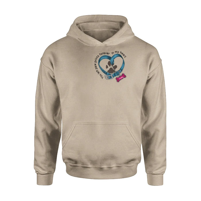 Personalized Dog Paw Prints Shirt - Mother's Day/Father's Day Gift For Dog Lovers - You Left Paw Prints Forever In My Heart