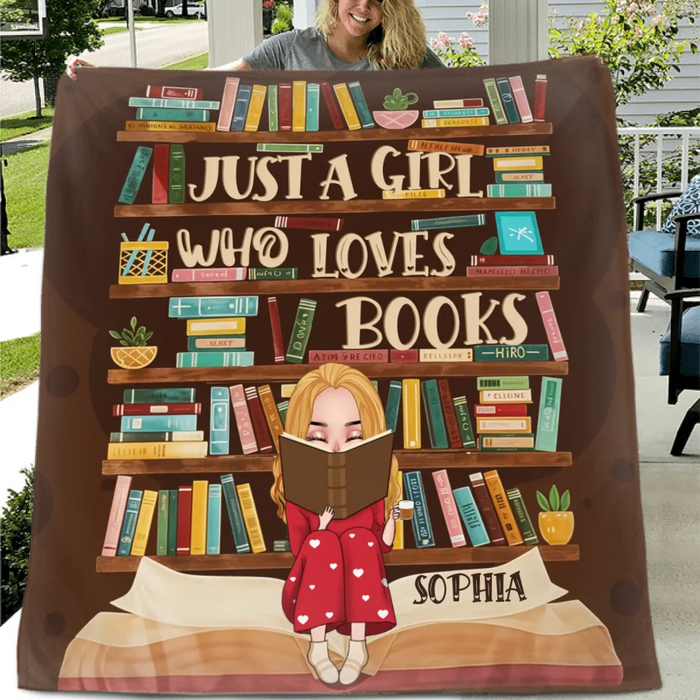Personalized Reading Girl Quilt/Fleece Throw Blanket - Gift Idea For Book Lover - Reading Is My Happy Place