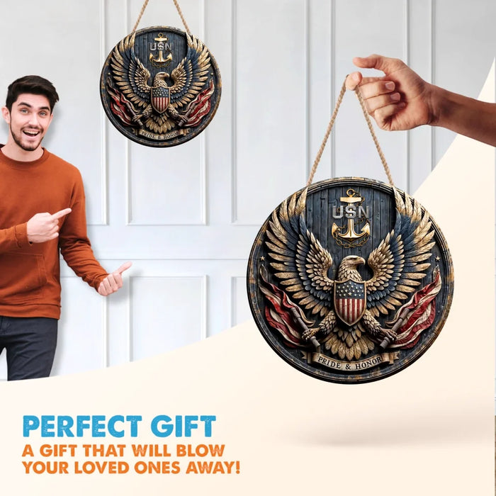 Personalized American Patriot Custom Logo Wooden Sign - Gift Idea For Veteran