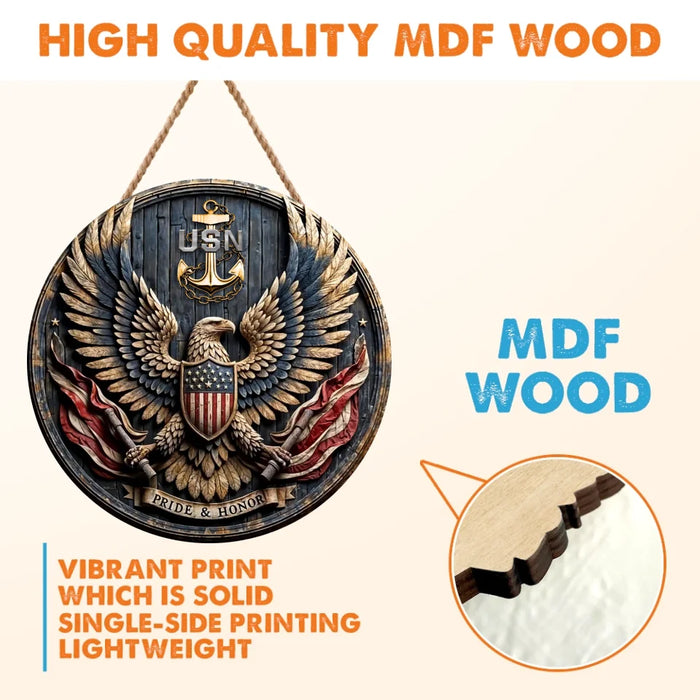 Personalized American Patriot Custom Logo Wooden Sign - Gift Idea For Veteran