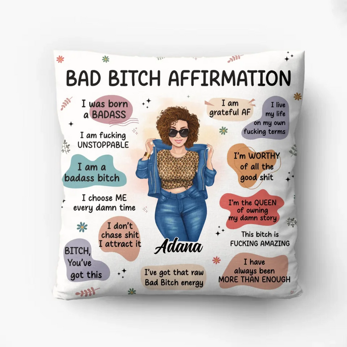 Personalized Bad Affirmations Pillow Cover - Gift Idea For Girl/Friend/ Daughter/Mom - I Was Born A Badass
