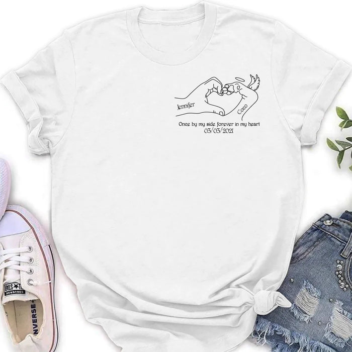 Personalized Memorial Dog T-shirt/Sweatshirt/Hoodie - Memorial Gift Idea For Dog Lover - Once By Me Side Forever In My Heart