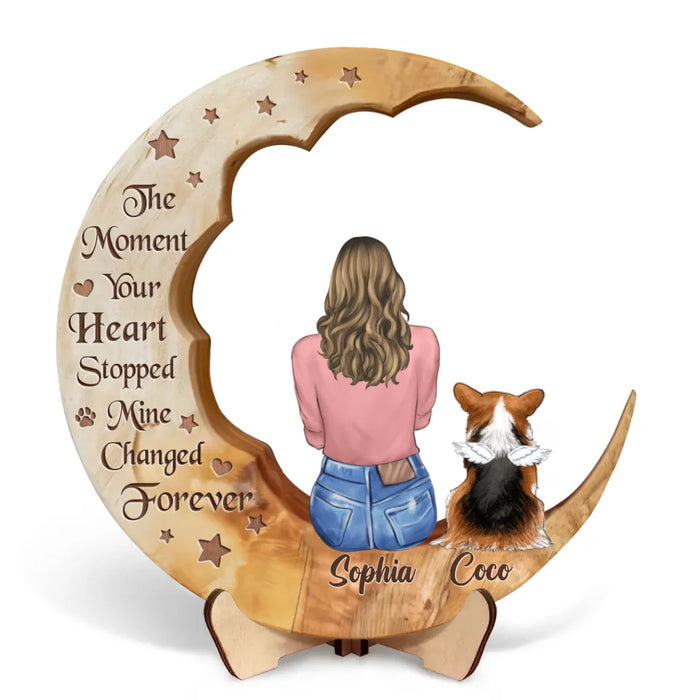 Personalized Dog Mom Moon Wooden Art - Gift Idea For Dog Lovers - I'll Hold You In My Heart Until I Can Hold You In Heaven