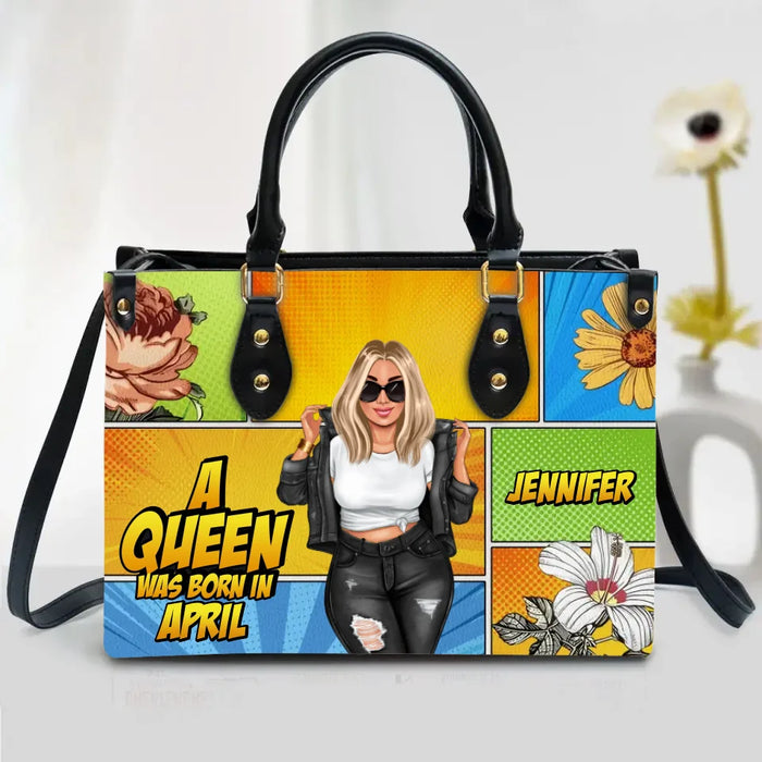 Personalized A Queen PU Leather Handbag With Long Straps - Mother's Day/Birthday Gift Idea For Grandma/Mom/Daughter