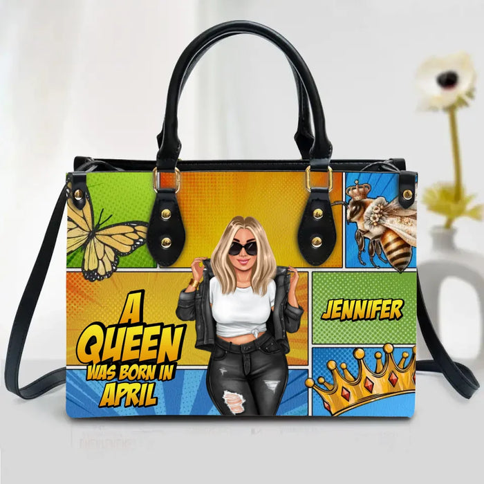 Personalized A Queen PU Leather Handbag With Long Straps - Mother's Day/Birthday Gift For Grandma/Mom/Daughter