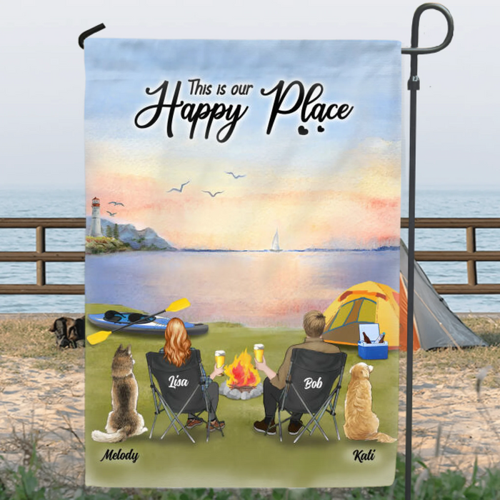 Personalized Kayak Camping Flag - Up to 3 Pets - This Is Our Happy Place