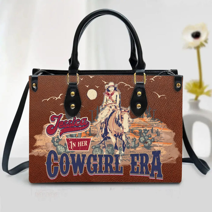 Custom Personalized Cowgirl PU Leather Handbag with Long Straps - Gift Idea For Horse Lover - In Her Cowgirl Era