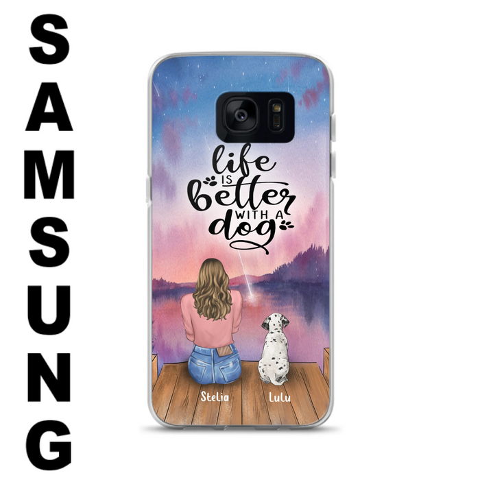 Personalized Dog Mom Phone Case - Gifts For Dog Lovers With Up to 4 Dogs - Life Is Better With A Dog - Case For iPhone, Samsung And Xiaomi