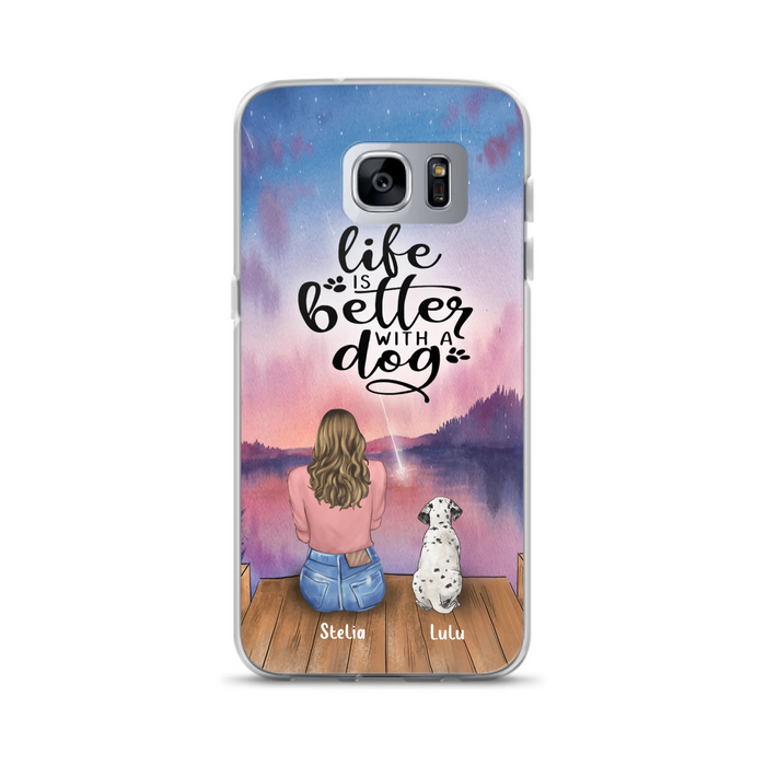 Personalized Dog Mom Phone Case - Gifts For Dog Lovers With Up to 4 Dogs - Life Is Better With A Dog - Case For iPhone, Samsung And Xiaomi