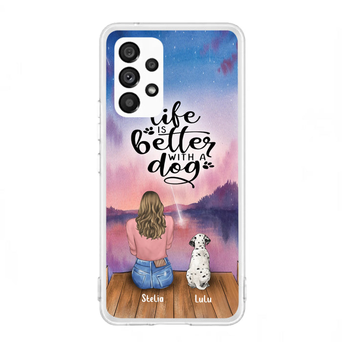 Personalized Dog Mom Phone Case - Gifts For Dog Lovers With Up to 4 Dogs - Life Is Better With A Dog - Case For iPhone, Samsung And Xiaomi