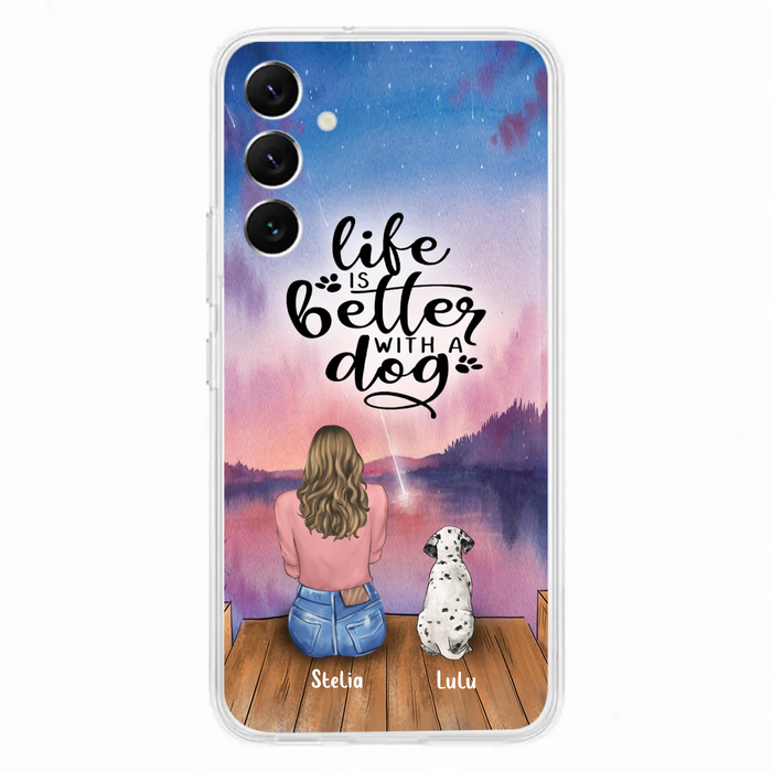 Personalized Dog Mom Phone Case - Gifts For Dog Lovers With Up to 4 Dogs - Life Is Better With A Dog - Case For iPhone, Samsung And Xiaomi