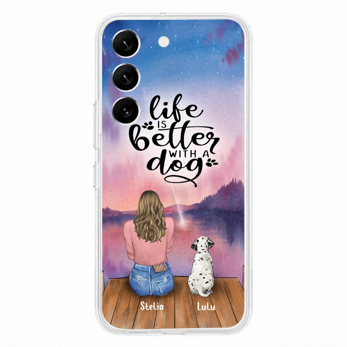 Personalized Dog Mom Phone Case - Gifts For Dog Lovers With Up to 4 Dogs - Life Is Better With A Dog - Case For iPhone, Samsung And Xiaomi