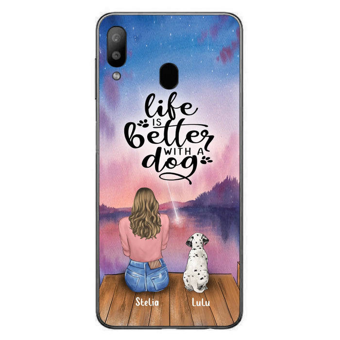 Personalized Dog Mom Phone Case - Gifts For Dog Lovers With Up to 4 Dogs - Life Is Better With A Dog - Case For iPhone, Samsung And Xiaomi