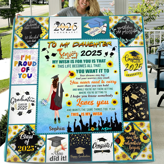 Personalized Graduation Blanket - Graduation Gift Idea For Daughter - I Hope You Know Somebody Loves You