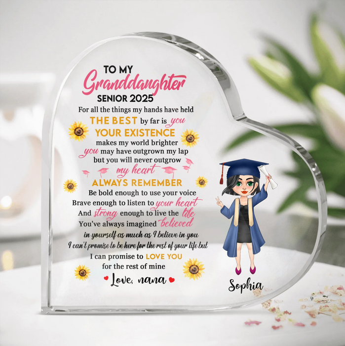 Personalized Graduation Heart-Acrylic Plaque - Gift Idea For Daughter/Granddaughter From Mom, Nana - Love You For The Rest Of Mine